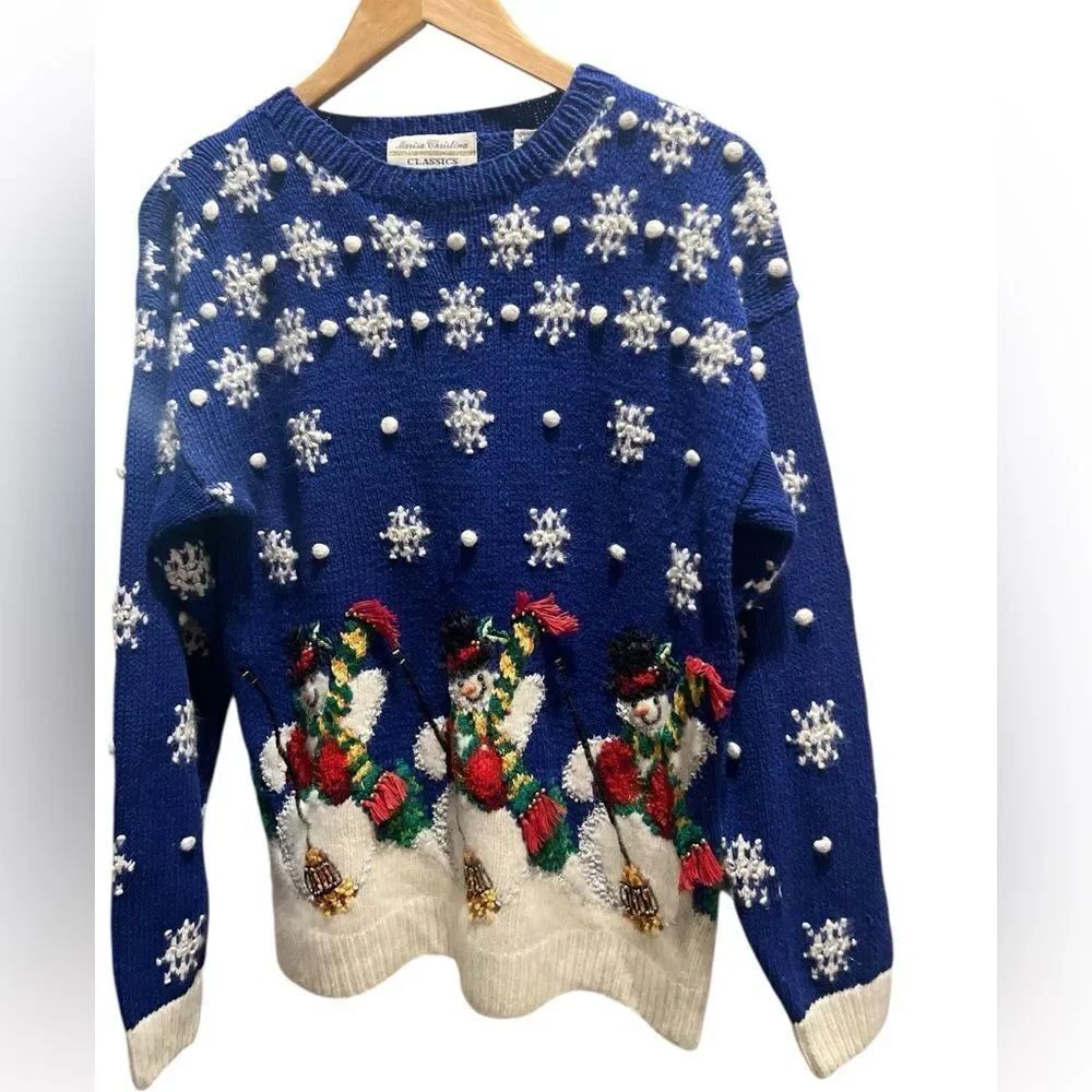 Vintage Marisa Christina Christmas Collection Snowman Sweater 1994 Size Small